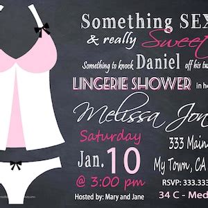 Lingerie Shower Invitation Something Sexy Sweet Chalkboard Custom
