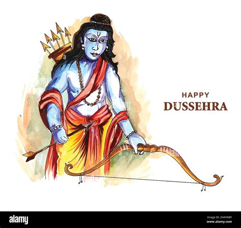 Lord Rama Happy Dussehra Festival Wishes Card Watercolor Background