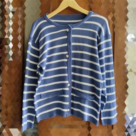 Jual Cheesy Cardy Stripes Jisoo Stripes Knit Cardigan Kardigan Rajut