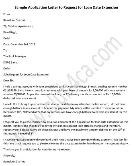 Sample Letter Asking For Extension Of Payment