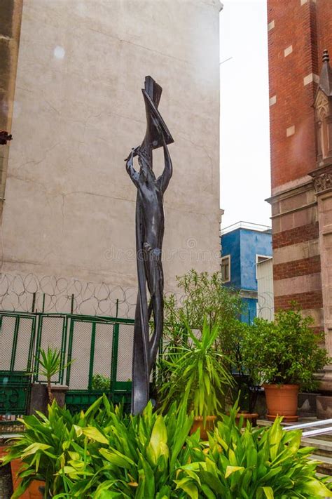 Crucifix Sculpture At Church Of St Anthony Of Padua Courtyard Istanbul