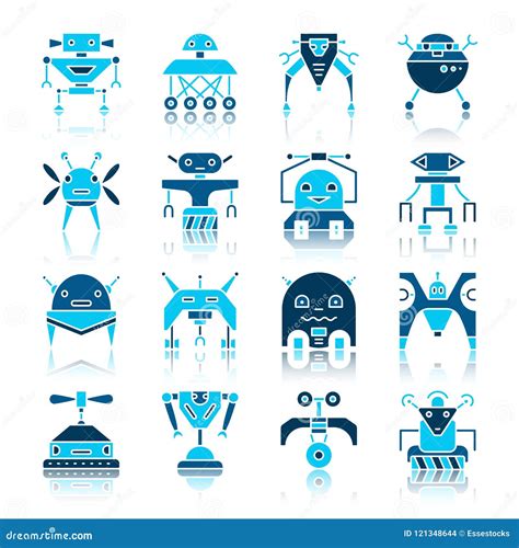 Robot Transformer Color Flat Icon Set Stock Vector Illustration Of Infographic Alien 121348644