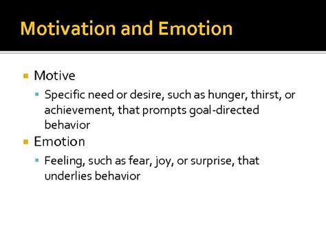 Chapter 9 Motivation And Emotion Chapters 11 And