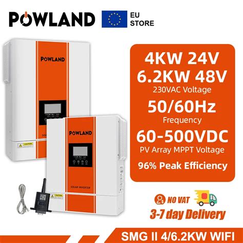 POWLAND 4000W 6200W Solar Hybrid Inverter Charger 24V 48V Battery Pure