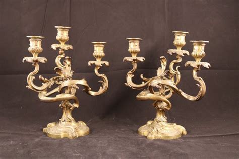 Paire De Bougeoirs Anciens De Style Rococo Trois Lumi Res Catawiki