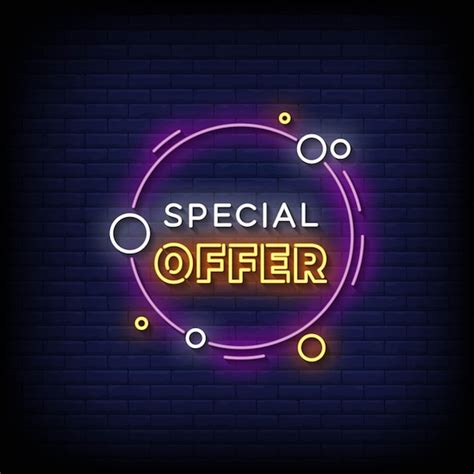 Premium Vector Neon Sign Special Offer With Brick Wall Background Vector