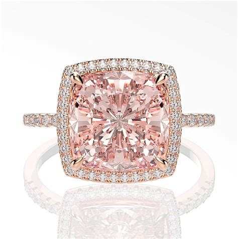 5 Ct Cushion Cut Morganite Diamond Ring 14k Rose Gold Ring For Etsy