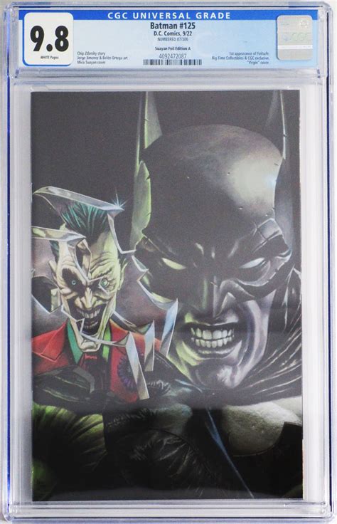 Batman Vol 3 125 Cover U CGC 9 8 Mico Suayan Joker Foil Variant Cover