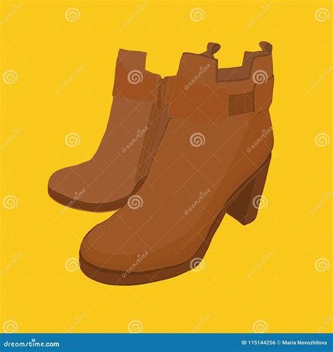 Illustration Of Hand Drawn Colorful Women Footwear In Isometric Style