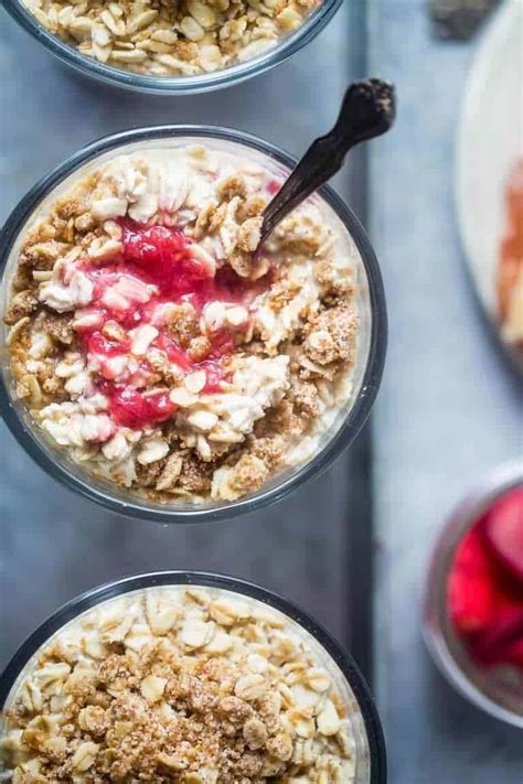 Strawberry Rhubarb Vegan Overnight Oats Food Faith Fitness