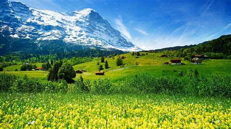 HD wallpaper: landscape, europe, switzerland, meadows, mountains, sky ...