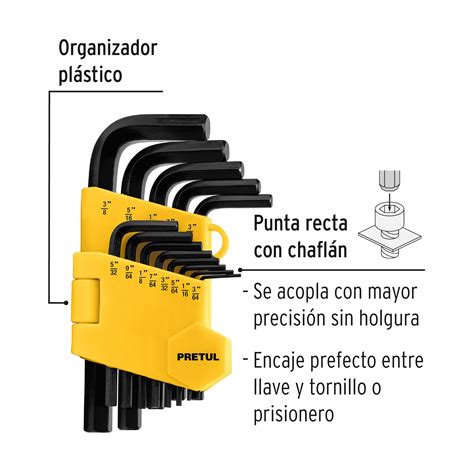 Ficha Tecnica Juego Llaves Allen Std Punta Hex Con Organizador Pretul