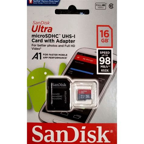 Sandisk Ultra Uhs I Microsdhc Memory Card Class 10 16gb ความเร็ว 98mb