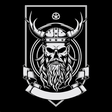 Premium Vector Viking Skull Head Logo Hand Drawn Illustration Warrior