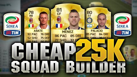 FIFA 16 CHEAP 25K SERIE A SQUAD BUILDER FIFA 16 ULTIMATE TEAM SQUAD