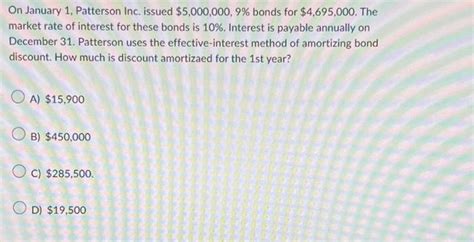 Solved On January 1 Patterson Inc Issued 5 000 000 9 Chegg