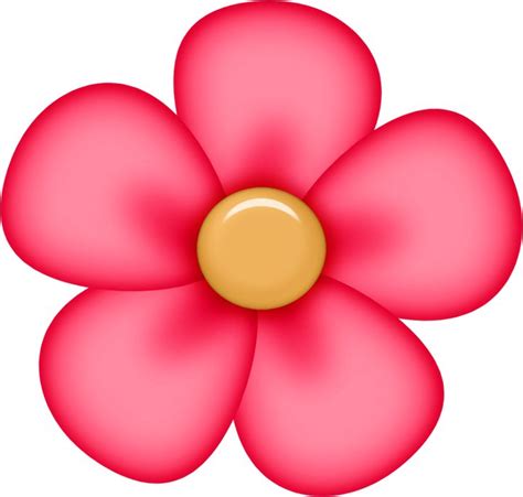 A Pink Flower With A Yellow Center Is Shown In This Graphic Art File