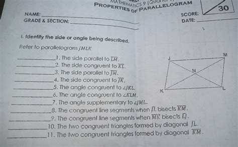 ENHANCEMENT ACTIVITY #2 MATHEMATICS 9 (QUGRTE 3) PRORERTIES OF ...