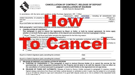 How To Fill Out The Cancellation Of Contract Form Cc Cancellation Of