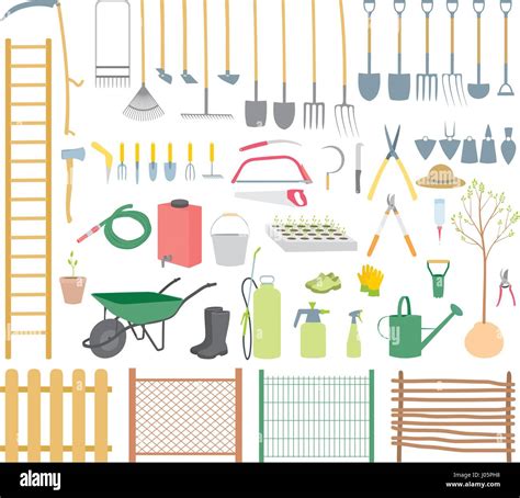 Various agricultural tools set for garden. Vector Illustration Stock Vector Image & Art - Alamy