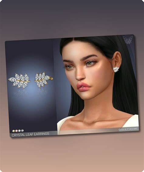 Crystal Leaf Earrings By Feyona Sims 4 Accessory Cc In 2024 Leaf