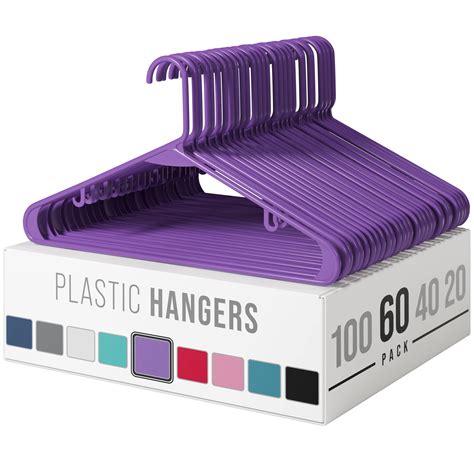 Plastic Clothes Hangers (20, 40, 60, 100 Packs) Heavy Duty Durable Coat ...