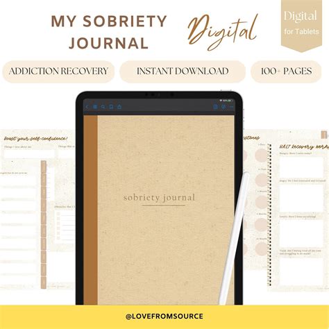 Digital Sobriety Journal Addiction Recovery Worksheets Daily Journal Workbook Planner Sober