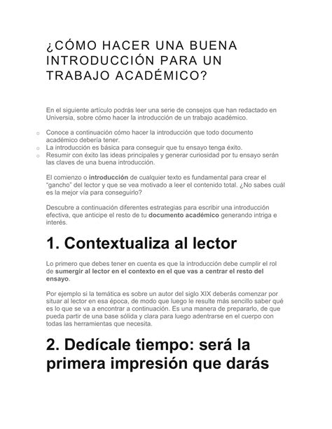 CÓmo Hacer Una Buena IntroducciÓn Para Un Trabajo AcadÉmico