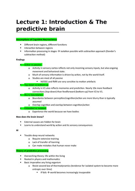 Seminar Cognitive Neuroscience Lecture Introduction The