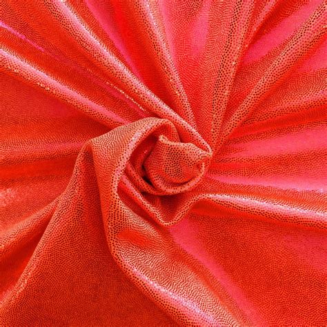 Mango Pink Coral Metallic Jewel 4 Way Stretch Fabric Nylon Spandex Tricotfuchsia Shiny Foil On