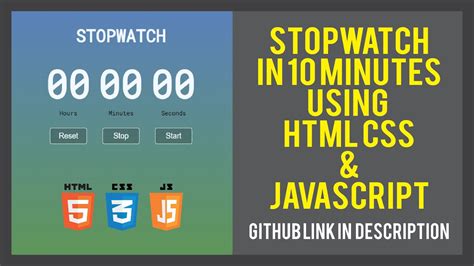 Javascript Stopwatch Tutorial With Html And Css For Beginners Youtube