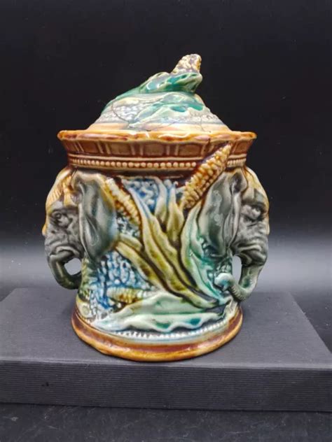 Ancien Pot Tabac En Barbotine Majolica D Cor D L Phant Onnaing