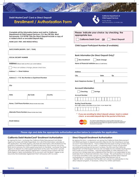 California Debit Mastercard Card Or Direct Deposit Enrollment