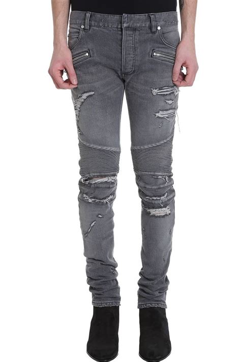 Balmain Black Denim Biker Jeans Modesens Biker Jeans Black Denim