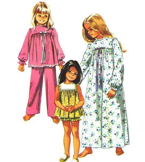 Simplicity 9095 Vintage 70s Baby Doll Pajamas And Nightgown Pants Also