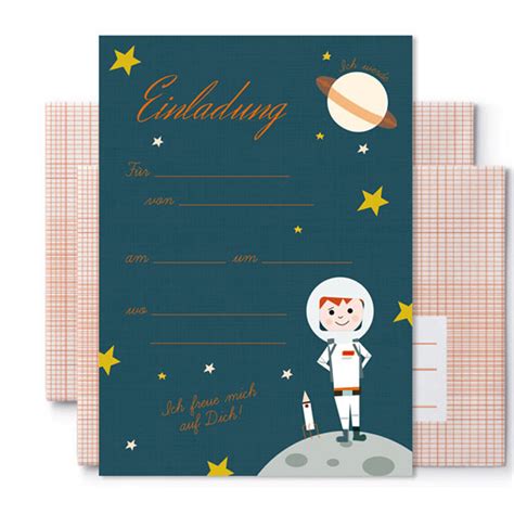 Einladungskarten Zum Kindergeburtstag Astronaut 6er Set 7 95