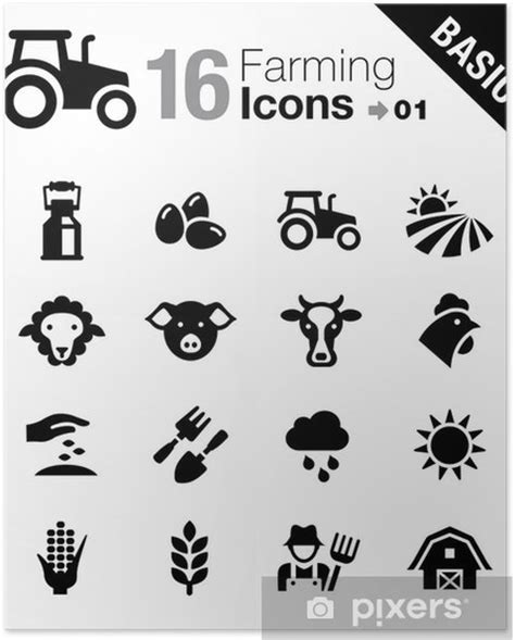 Póster Basic Agricultura Y Ganadería Iconos • Pixers® Vivimos Para Cambiar Agricultura