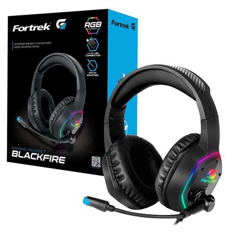 Headset Gamer Fortrek Blackfire Rgb Usb P2 Preto Headset Com Fio