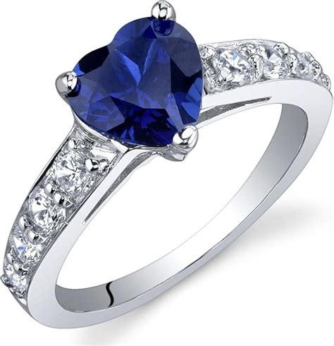 Peora Created Blue Sapphire Heart Promise Ring In Sterling