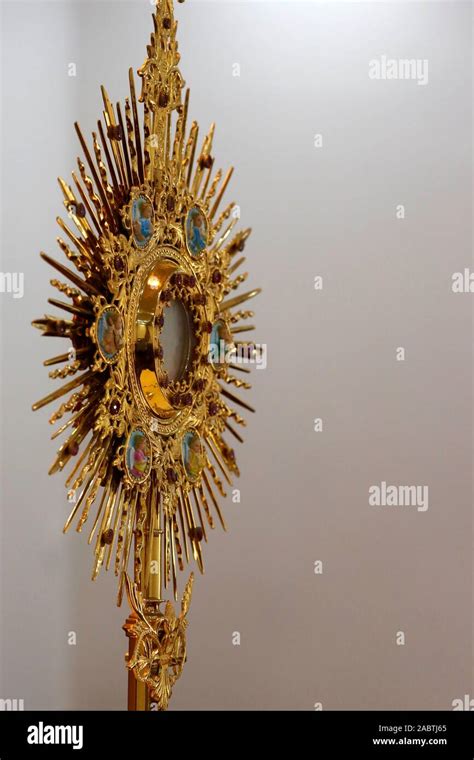 The Blessed Sacrament In A Monstrance Eucharist Adoration Stock Photo