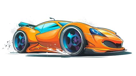 A cartoon illustration of an orange race car speeding | Premium AI ...