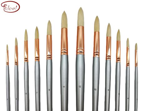 Round Interlocked Chungking Hog Bristle Oil Paint Brushes Folcai Art