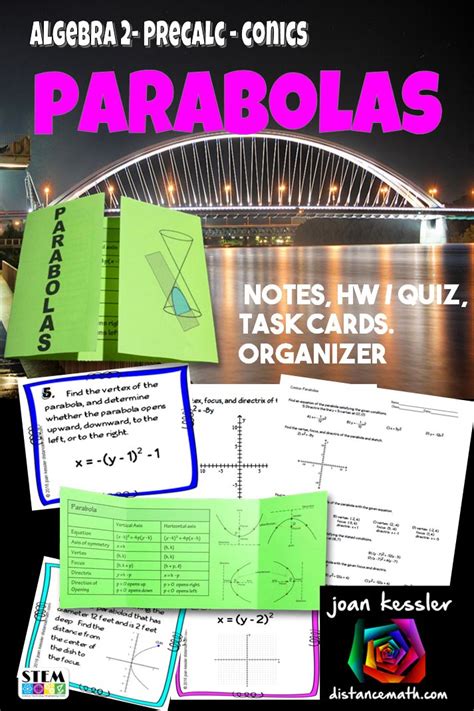 Parabolas Conic Sections Task Cards HW And Foldable Task Cards Math