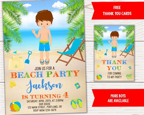 Printable Beach Party Invitations - Printable Word Searches