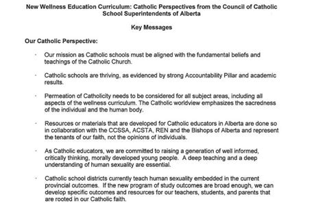 Catholic Superintendents Defend Proposed Sex Education Curriculum My Grande Prairie Now
