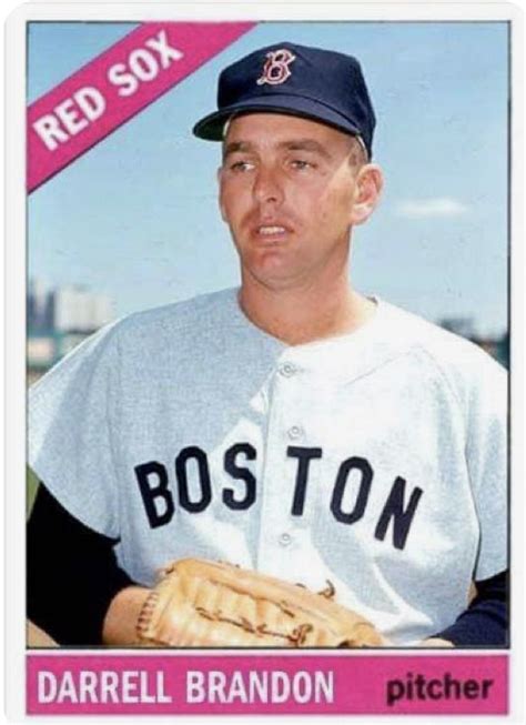 A Baseball Card With A Man Wearing A Boston Red Sox Uniform On It S Chest