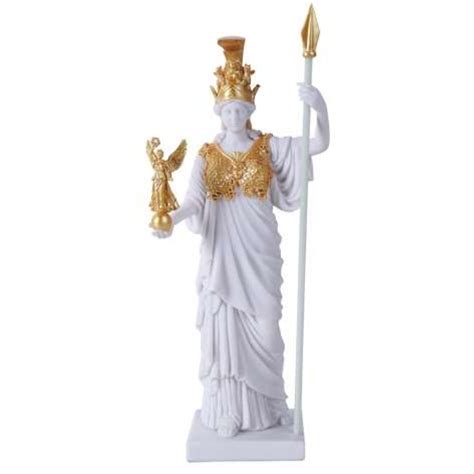 Athena, Greek Goddess of War White and Gold Altar Statue - Wicca, Mythology