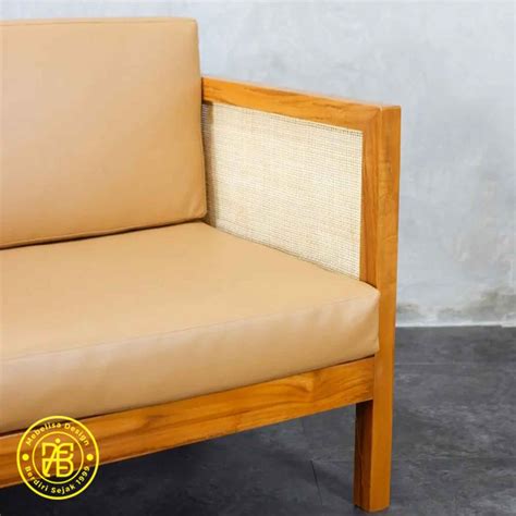 Bangku Sofa Santai Kombinasi Rotan Seater Rangka Jati