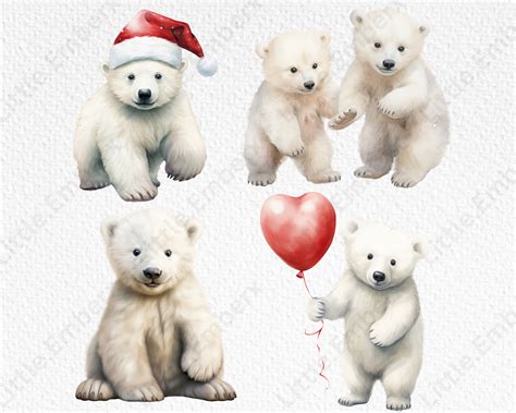 Polar Bears Watercolour Clipart 20 Transparent PNG 300 Dpi Etsy