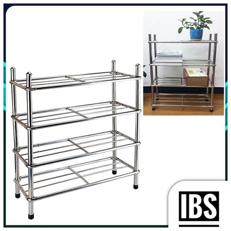 Ibs Stainless Steel Shoe Rack Rak Kasut 4 Layer Tempat Letak Simpan